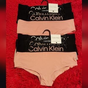 Calvin Klein 6pc Boyshort Panties Bundle NWT Size M Black PinkLogo Waistband